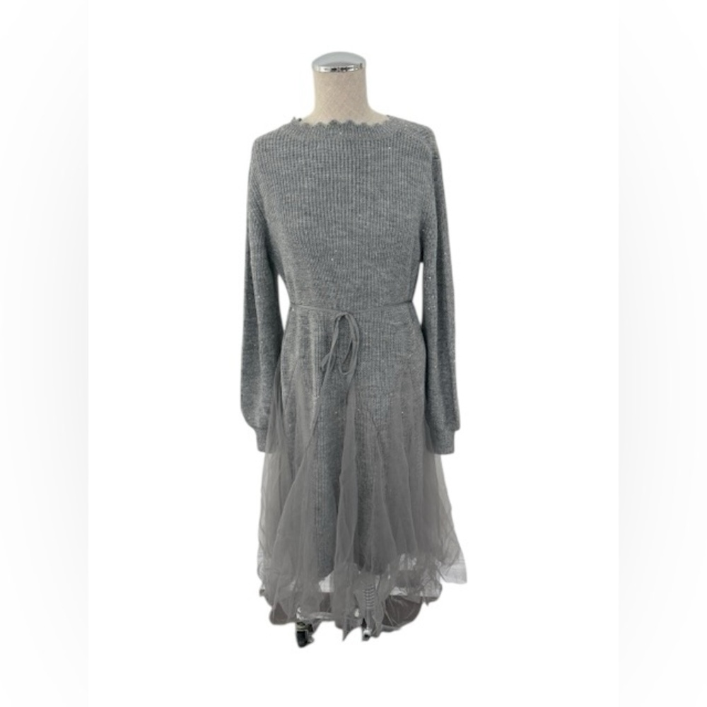 S Deer A Line Mesh Knit Two Piece Dress